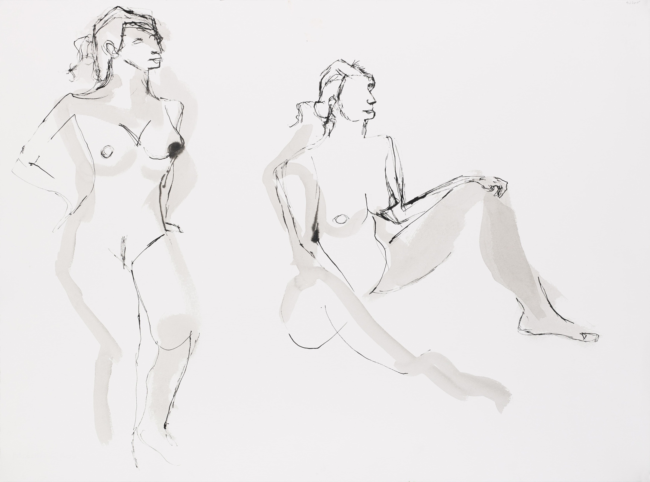 Dibujo, Tinta china y aguada – Estudio de mujer