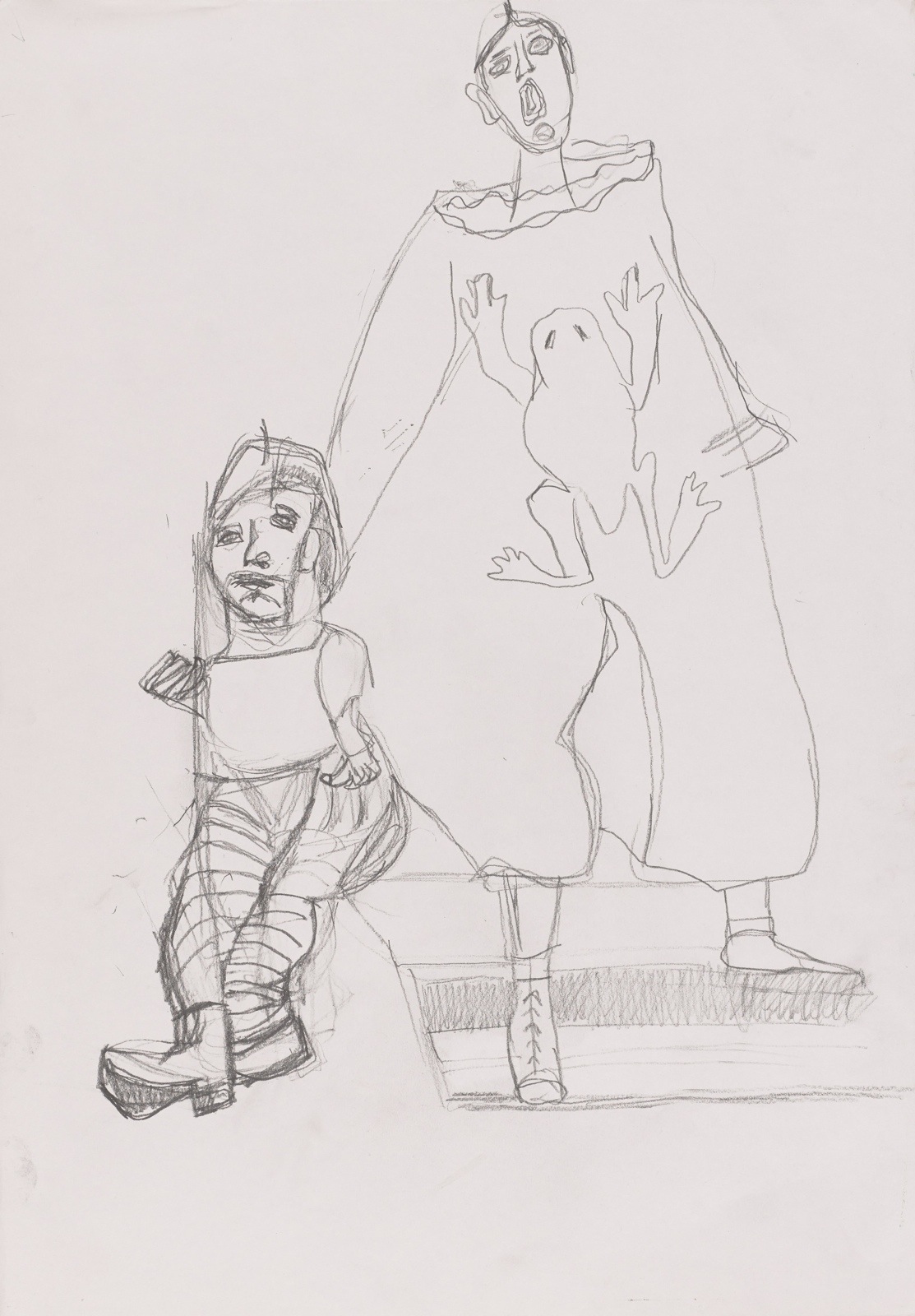 Dibujo, Lápiz : Arlequin con marioneta